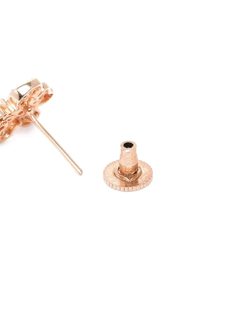 Sparkling Floral CZ Stud Earrings