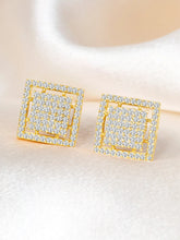 Bold CZ Studded Square Shape Earrings