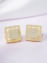 Bold CZ Studded Square Shape Earrings