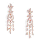 Floral Teardrop CZ Dangler Earrings - Rose Gold