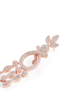 Floral Teardrop CZ Dangler Earrings - Rose Gold