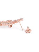 Floral Teardrop CZ Dangler Earrings - Rose Gold