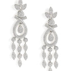 Floral Teardrop CZ Dangler Earrings - Silver