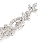 Floral Teardrop CZ Dangler Earrings - Silver