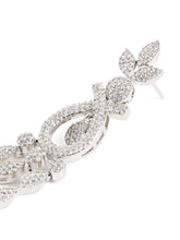 Floral Teardrop CZ Dangler Earrings - Silver