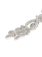 Floral Teardrop CZ Dangler Earrings - Silver