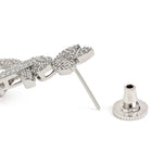 Floral Teardrop CZ Dangler Earrings - Silver