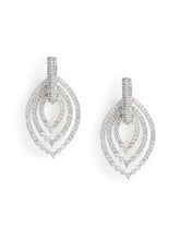 Layered Oval CZ Hoop Drop Earrings