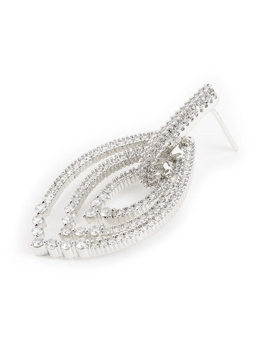 Layered Oval CZ Hoop Drop Earrings
