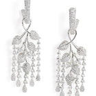 Floral Vine CZ Dangler Earrings - Silver