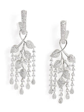 Floral Vine CZ Dangler Earrings - Silver