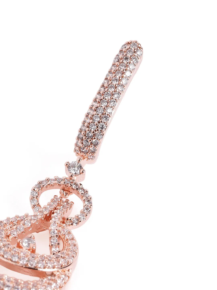 Luxurious Pave CZ Teardrop Earrings - Rose Gold