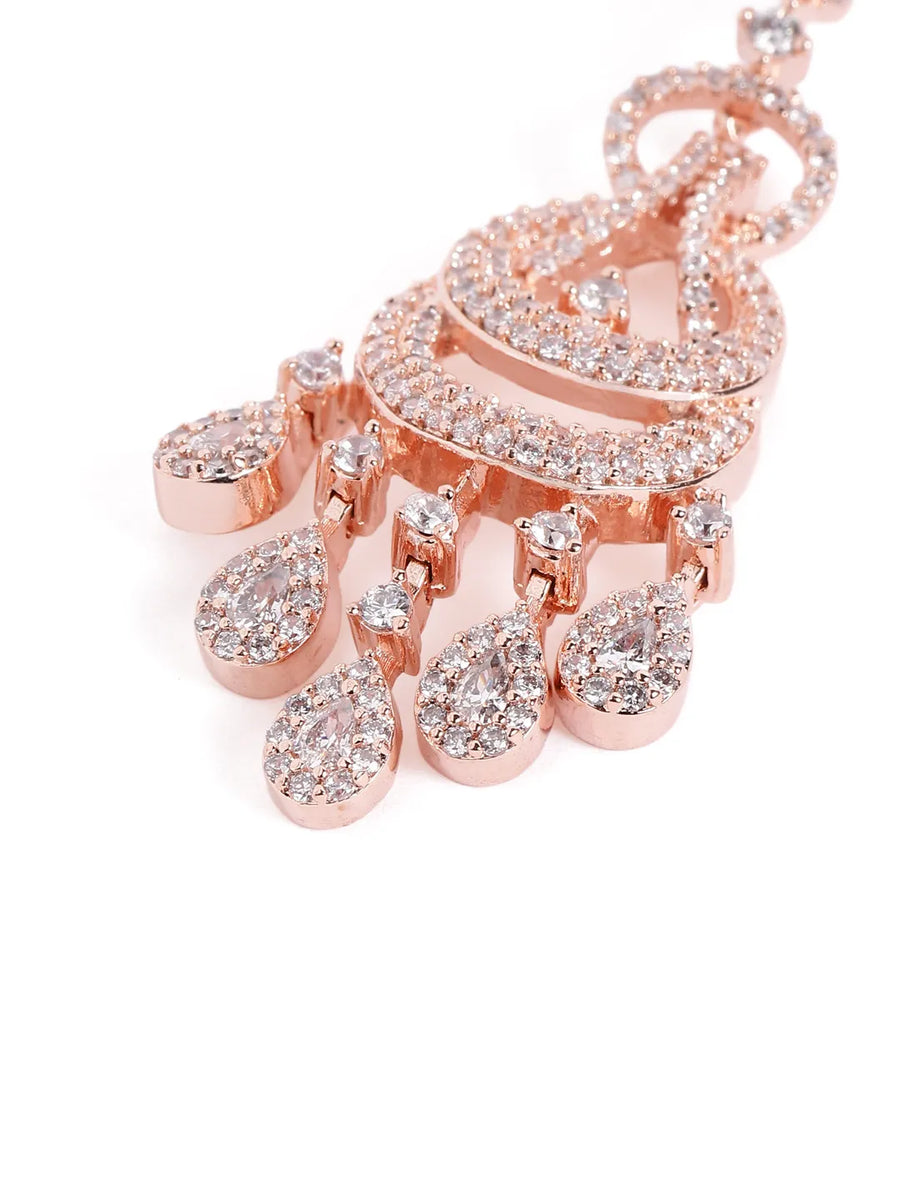Luxurious Pave CZ Teardrop Earrings - Rose Gold
