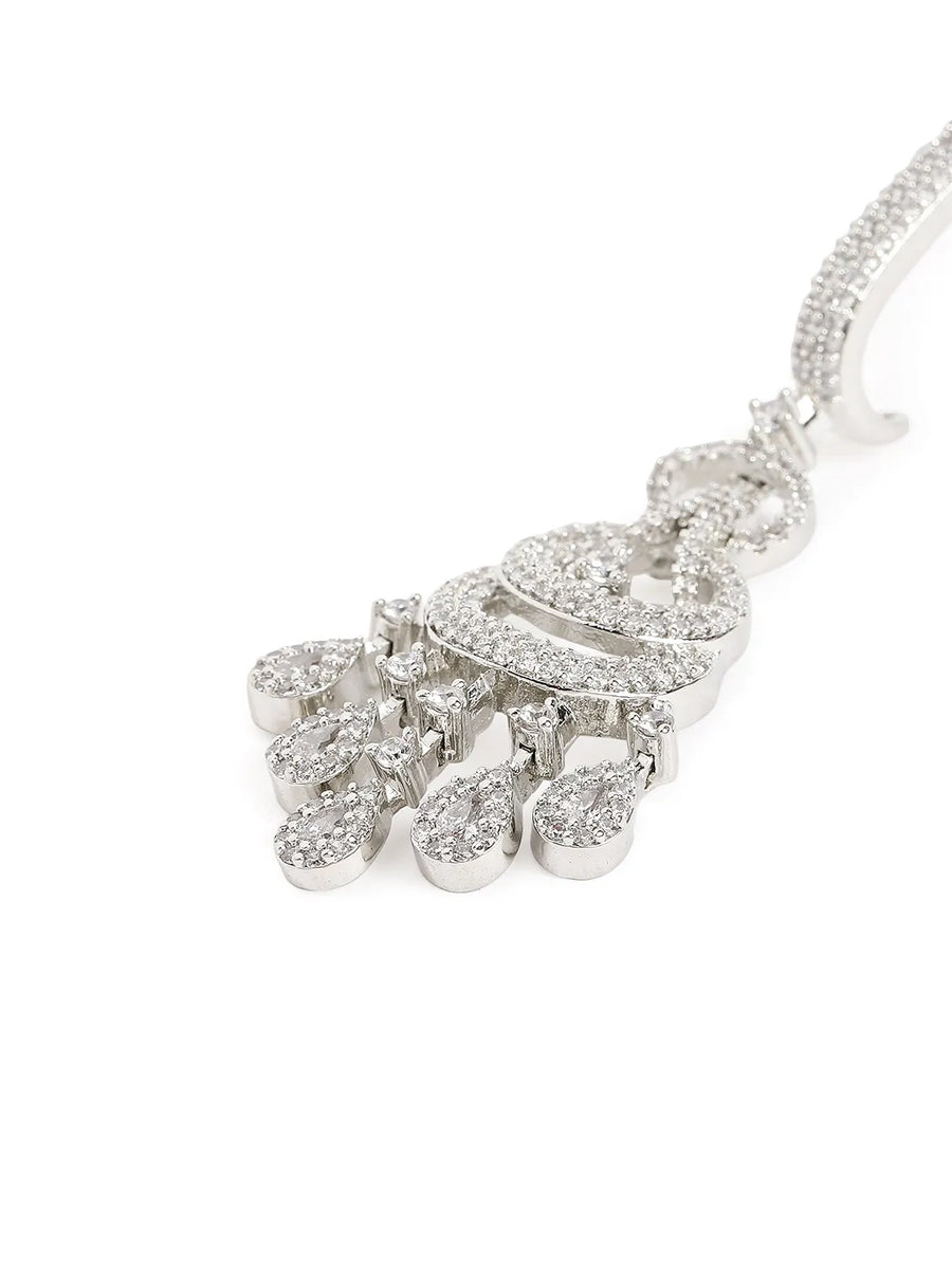 Luxurious Pave CZ Teardrop Earrings - Silver