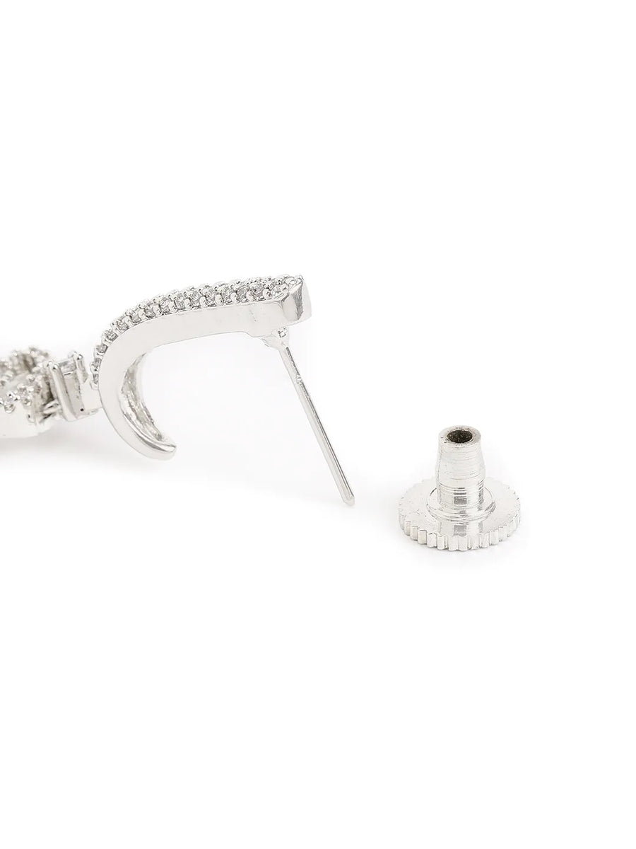 Luxurious Pave CZ Teardrop Earrings - Silver