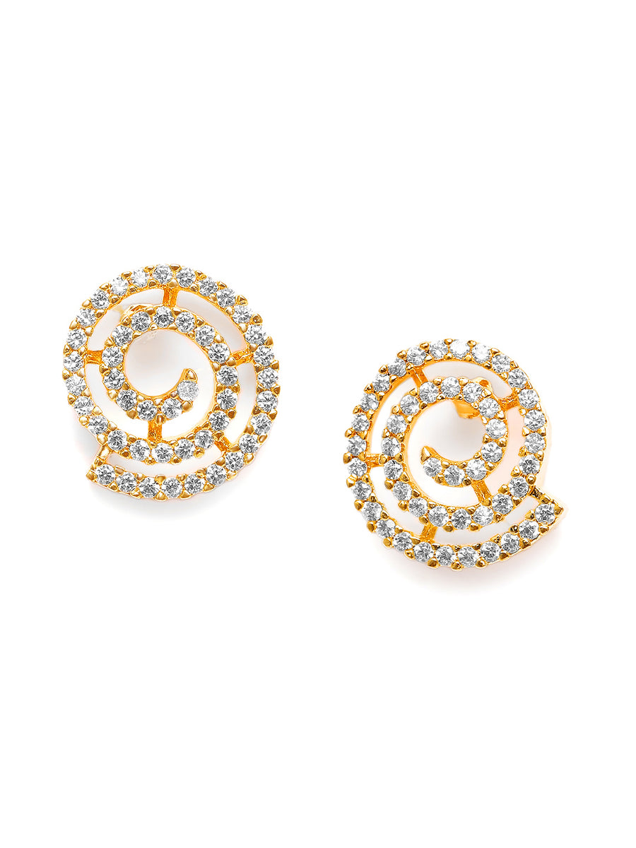 Unique Coil Shape CZ Stud Earrings