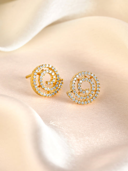 Unique Coil Shape CZ Stud Earrings