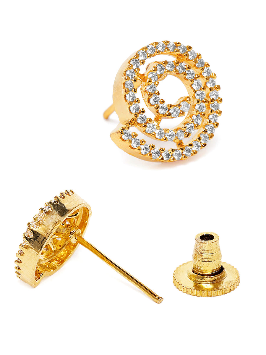Unique Coil Shape CZ Stud Earrings
