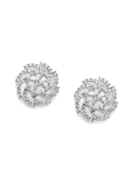 Exquisite CZ Studded Floral Earrings