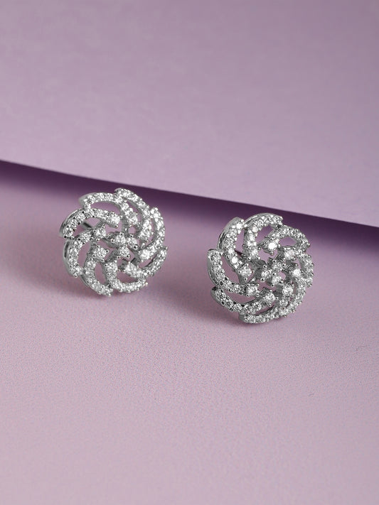Exquisite CZ Studded Floral Earrings