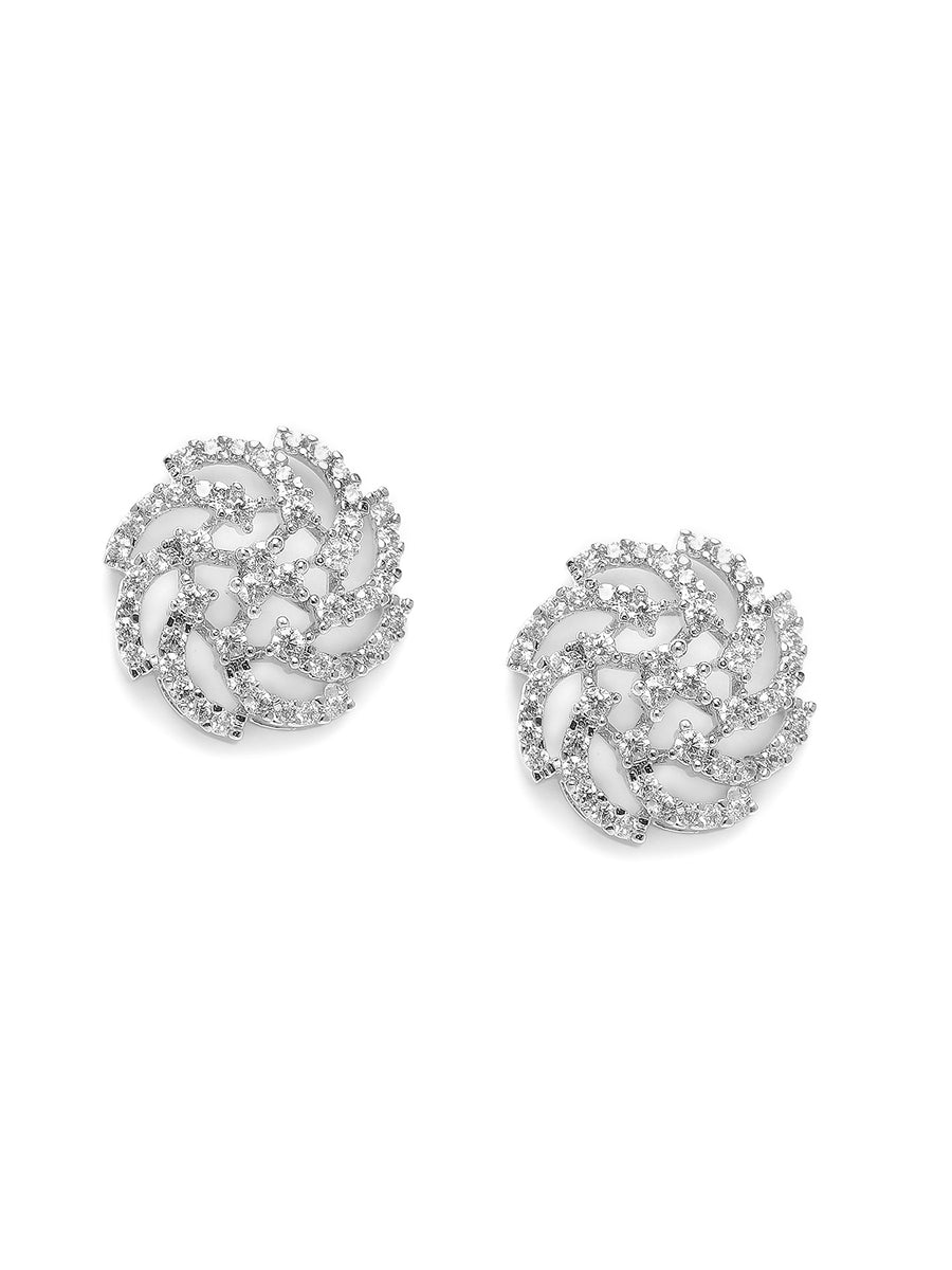 Exquisite CZ Studded Floral Earrings