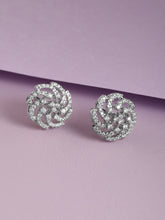 Exquisite CZ Studded Floral Earrings