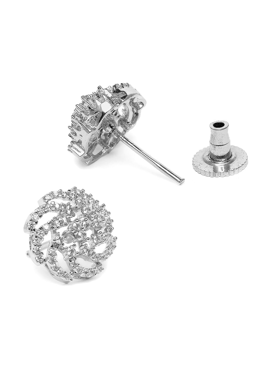 Exquisite CZ Studded Floral Earrings