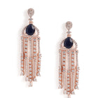 Pear Stone CZ Tassel Drop Earrings - Blue