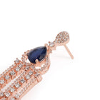 Pear Stone CZ Tassel Drop Earrings - Blue