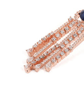 Pear Stone CZ Tassel Drop Earrings - Blue