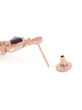 Pear Stone CZ Tassel Drop Earrings - Blue