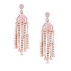 Pear Stone CZ Tassel Drop Earrings - Pink