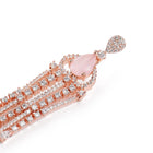 Pear Stone CZ Tassel Drop Earrings - Pink