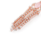 Pear Stone CZ Tassel Drop Earrings - Pink