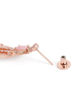 Pear Stone CZ Tassel Drop Earrings - Pink