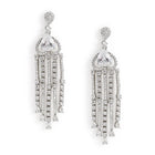 Pear Stone CZ Tassel Drop Earrings - White