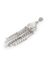 Pear Stone CZ Tassel Drop Earrings - White