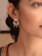 Gold Plated CZ Chandbali Floral Earrings