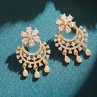 Gold Plated CZ Chandbali Floral Earrings