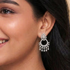 Peora Tara Chandbali CZ Silver Earrings