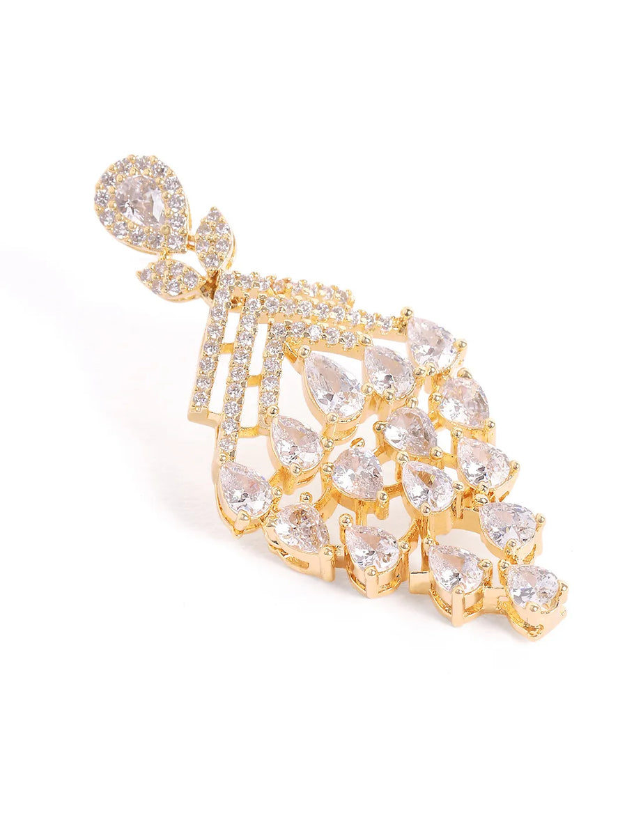 Sparkling CZ Cascade and Floral Earrings