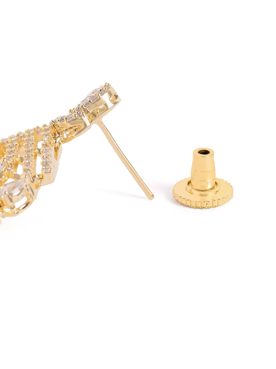 Sparkling CZ Cascade and Floral Earrings