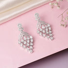 Sparkling CZ Cascade and Floral Earrings