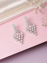 Sparkling CZ Cascade and Floral Earrings