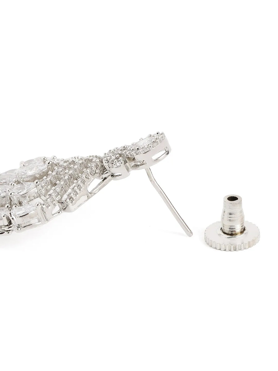 Sparkling CZ Cascade and Floral Earrings