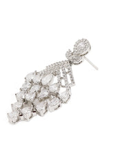 Sparkling CZ Cascade and Floral Earrings