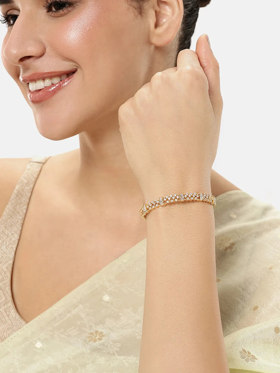 Twinkling Crystal Layered Kada Bangle
