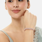 CZ Round Cut Glam Bracelet Kada - Rose Gold