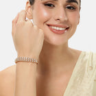 CZ Round Cut Glam Bracelet Kada - Gold