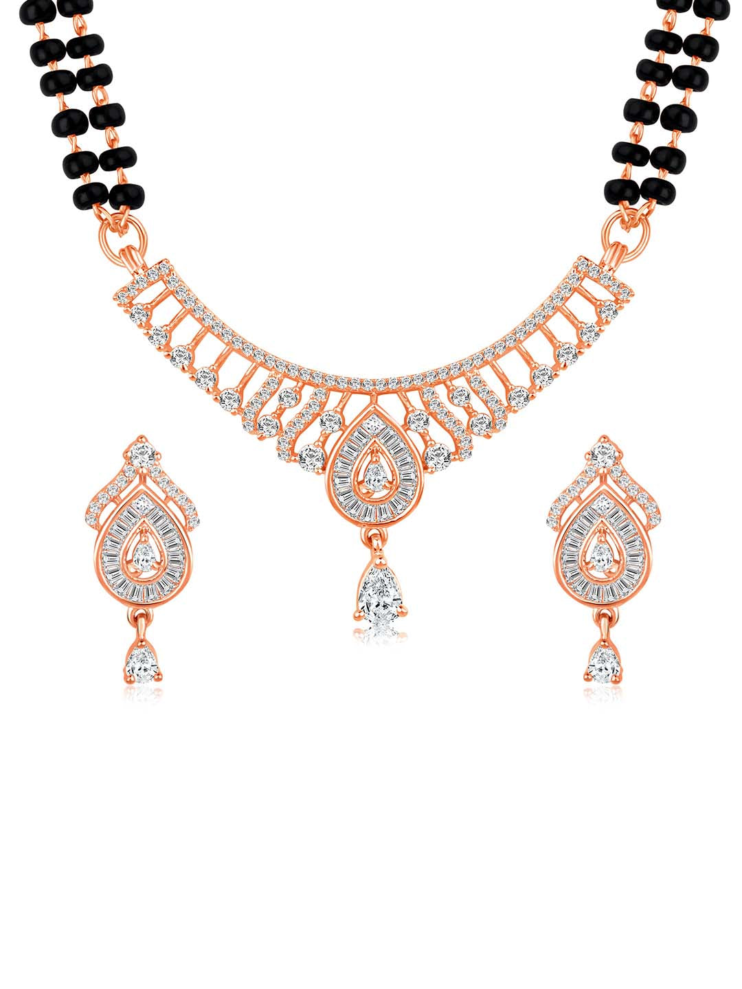 Glittering Rose Gold CZ Mangalsutra Set